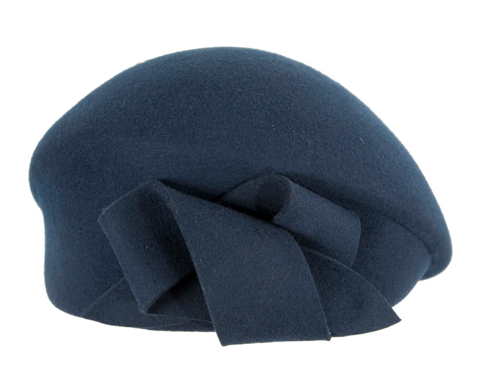Stylish navy winter fashion beret hat - Image 4