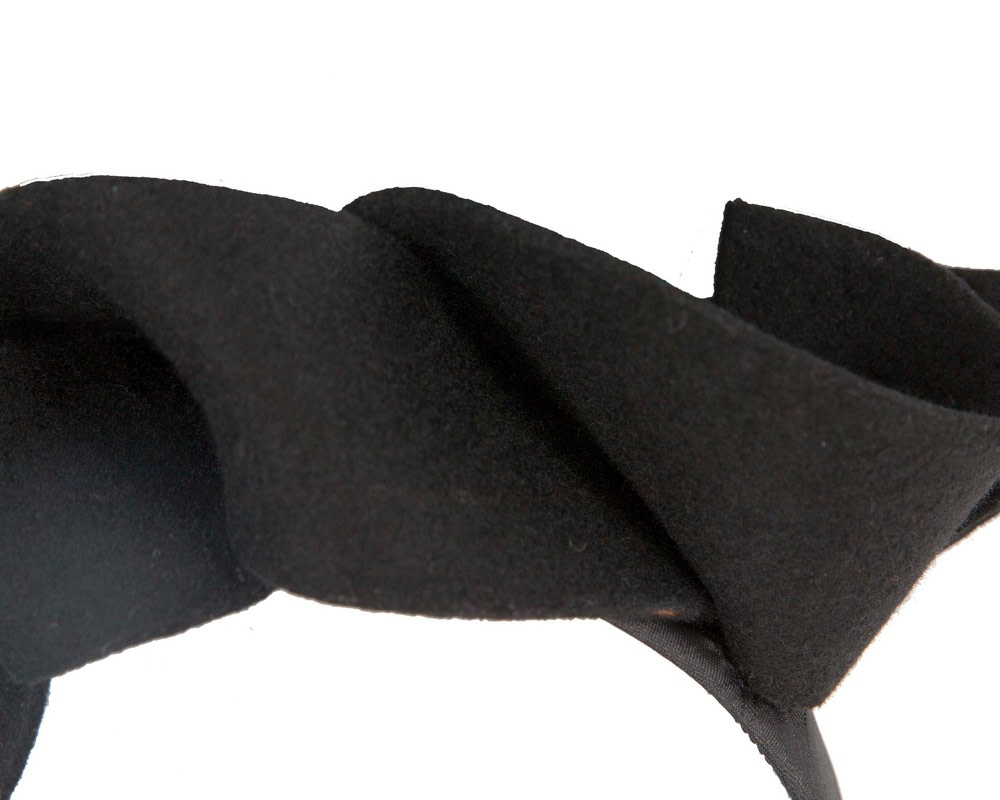 Black spiral felt winter fascinator by Max Alexander - Image 3