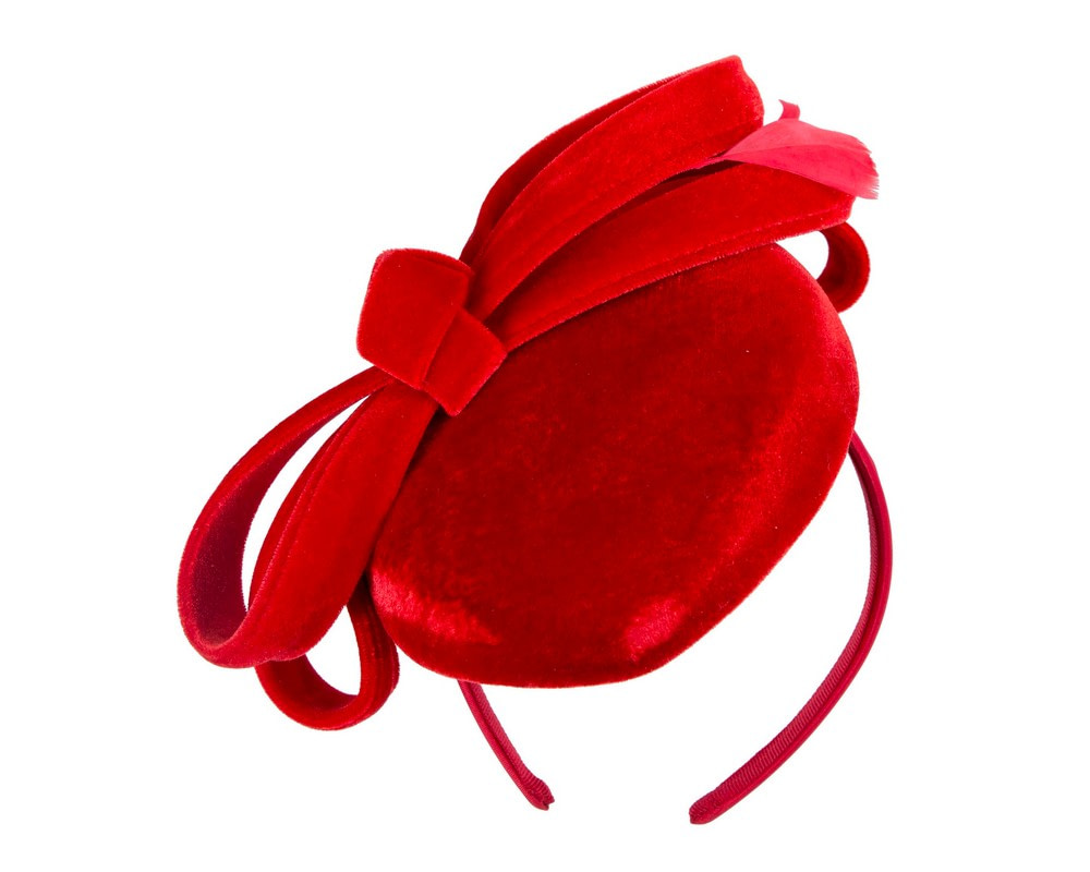 Red velvet pillbox fascinator by Max Alexander - Fascinators.com.au Red velvet pillbox fascinator by Max Alexander - Image 2