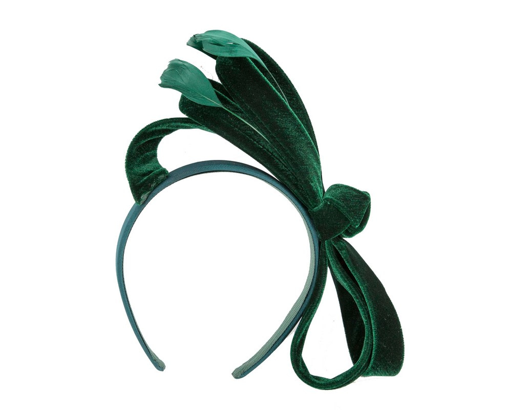 Green velvet bow racing fascinator by Max Alexander - Fascinators.com.au Green velvet bow racing fascinator by Max Alexander - Image 2