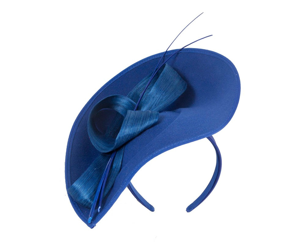 Royal blue winter fascinator with bow and feathers - Fascinators.com.au Royal blue winter fascinator with bow and feathers - Image 2