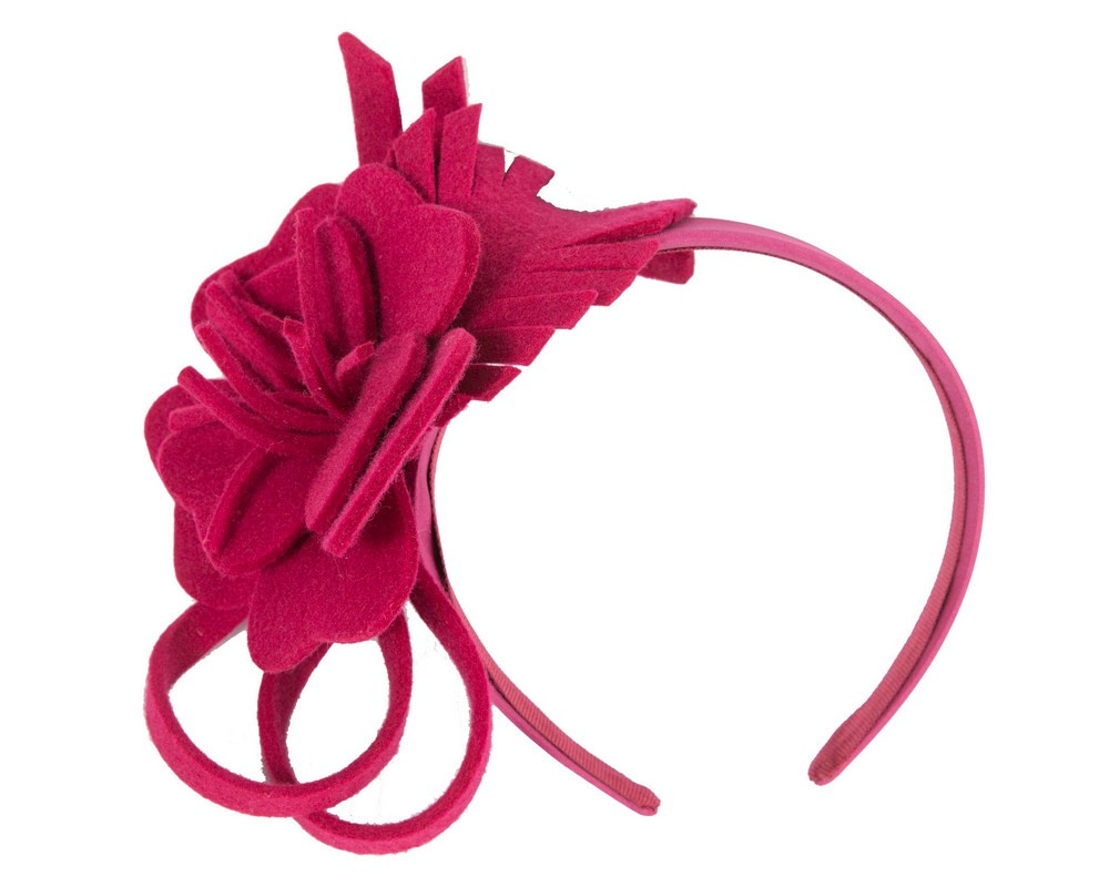 Magenta felt flower headband fascinator - Fascinators.com.au Magenta felt flower headband fascinator - Image 2