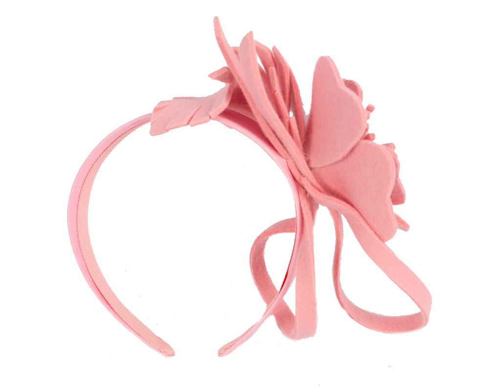 Pink felt flower headband fascinator - Image 4