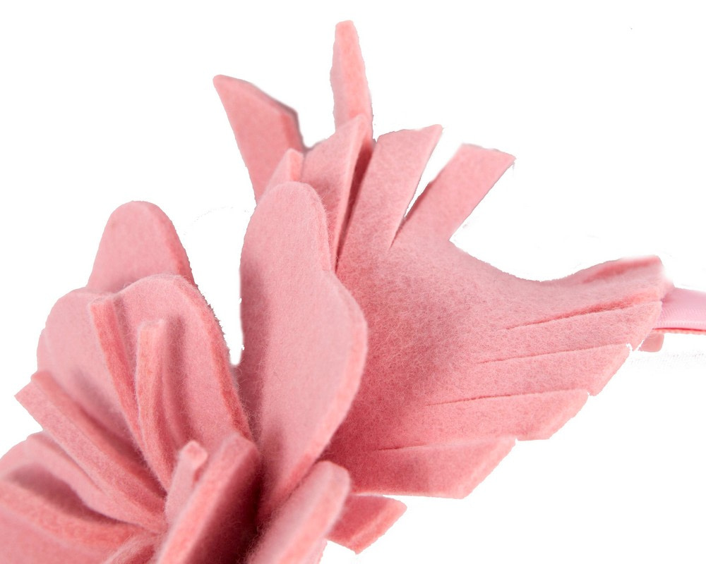 Pink felt flower headband fascinator - Image 3