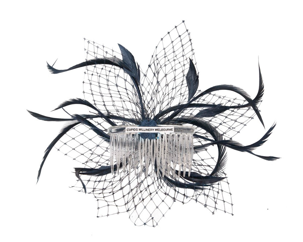 Navy custom made fascinator comb - Image 4