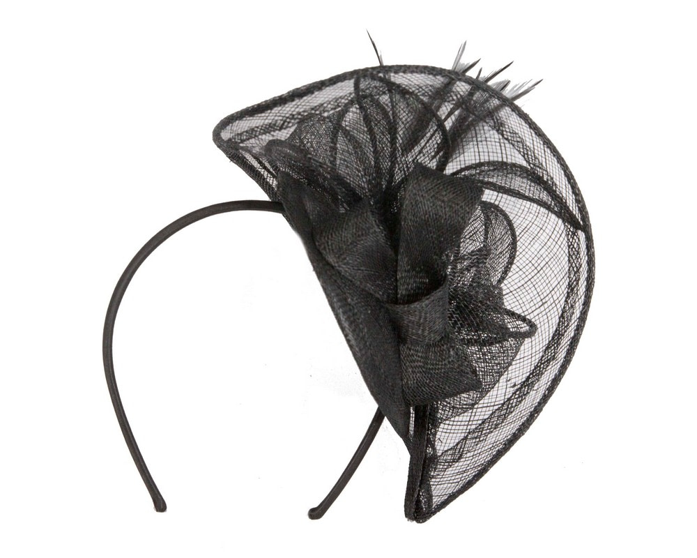 Elegant Black Sinamay Max Alexander Fascinator - Fascinators.com.au Elegant Black Sinamay Max Alexander Fascinator - Image 4
