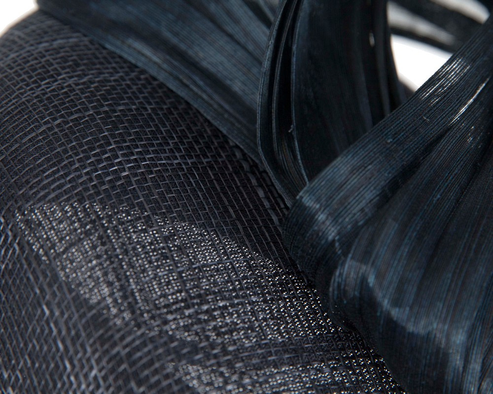 Navy pillbox silk abaca bow by Fillies Collection S307 - Image 5