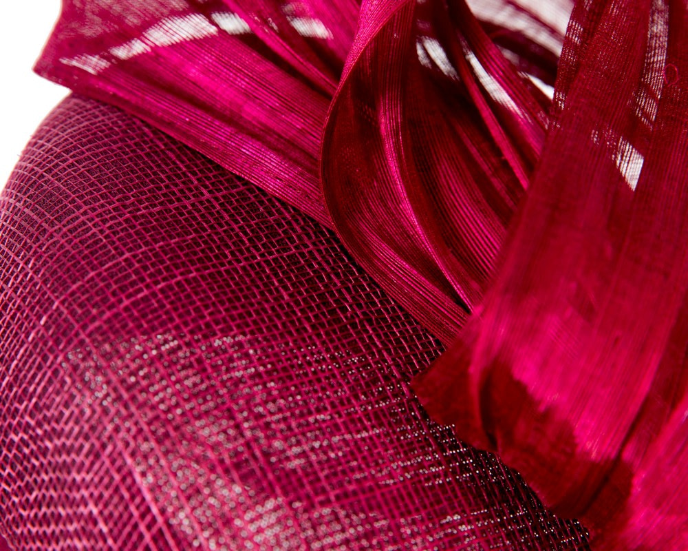 Wine pillbox silk abaca bow by Fillies Collection S307 - Fascinators.com.au Wine pillbox silk abaca bow by Fillies Collection S307 - Image 5