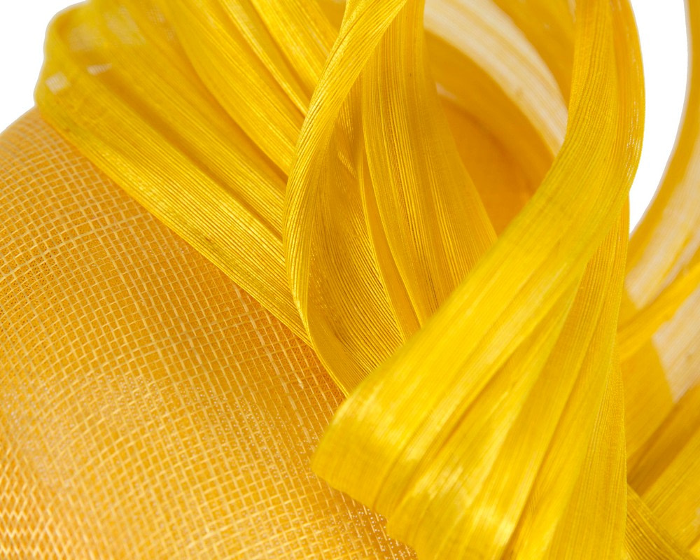 Yellow pillbox silk abaca bow by Fillies Collection S307 - Fascinators.com.au Yellow pillbox silk abaca bow by Fillies Collection S307 - Image 5