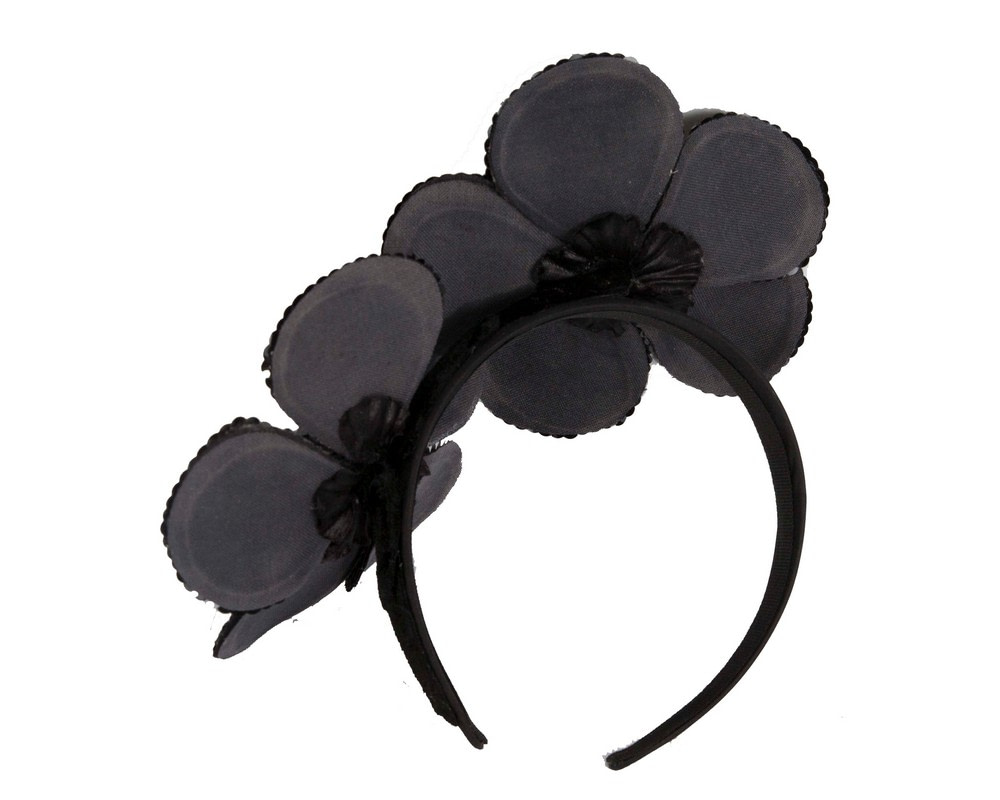 Max Alexander Sparkling Black Sequin Flower Fascinator - Image 4