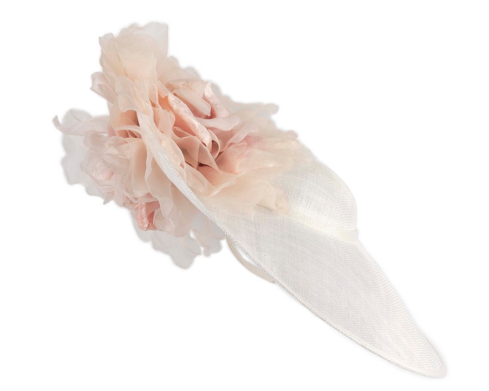 Large cream & pink racing hatinator by Fillies Collection - Fascinators.com.au Large cream & pink racing hatinator by Fillies Collection - Image 2