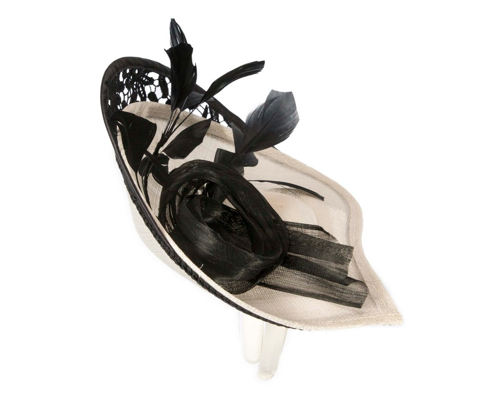 Large cream & black spring racing fascinator by Fillies Collection - Fascinators.com.au Large cream & black spring racing fascinator by Fillies Collection - Image 4