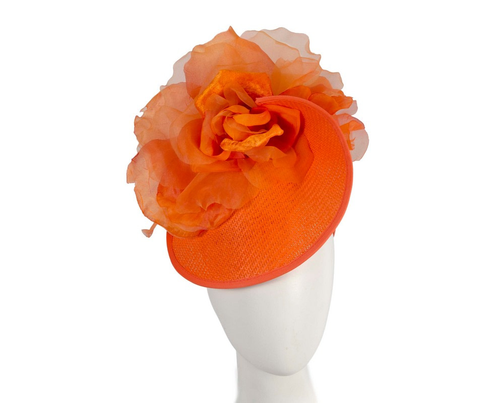 Orange fascinator with large flower by Fillies Collection
