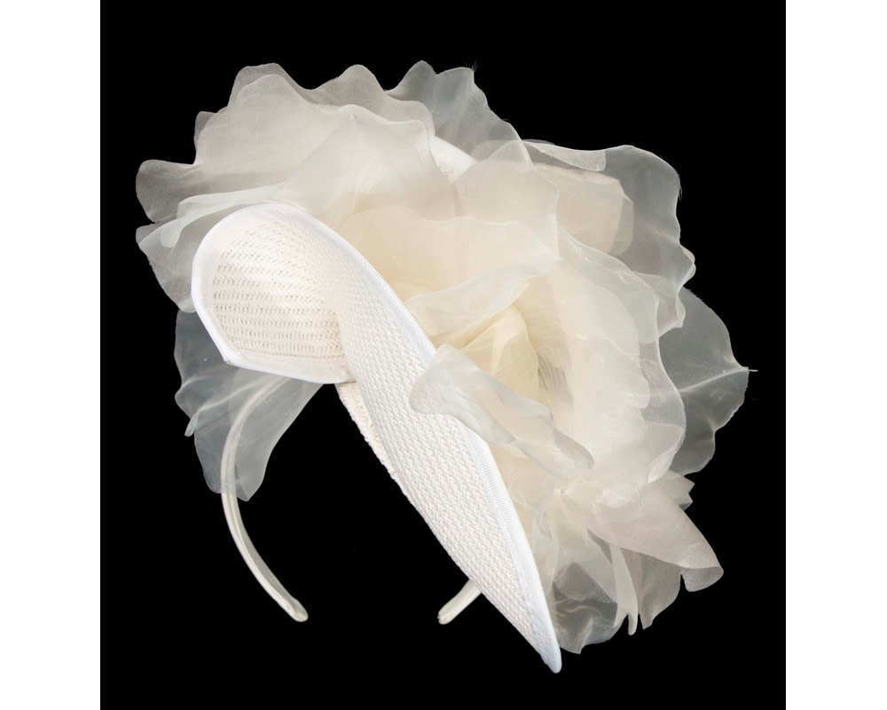White fascinator with large flower by Fillies Collection - Fascinators.com.au White fascinator with large flower by Fillies Collection - Image 6