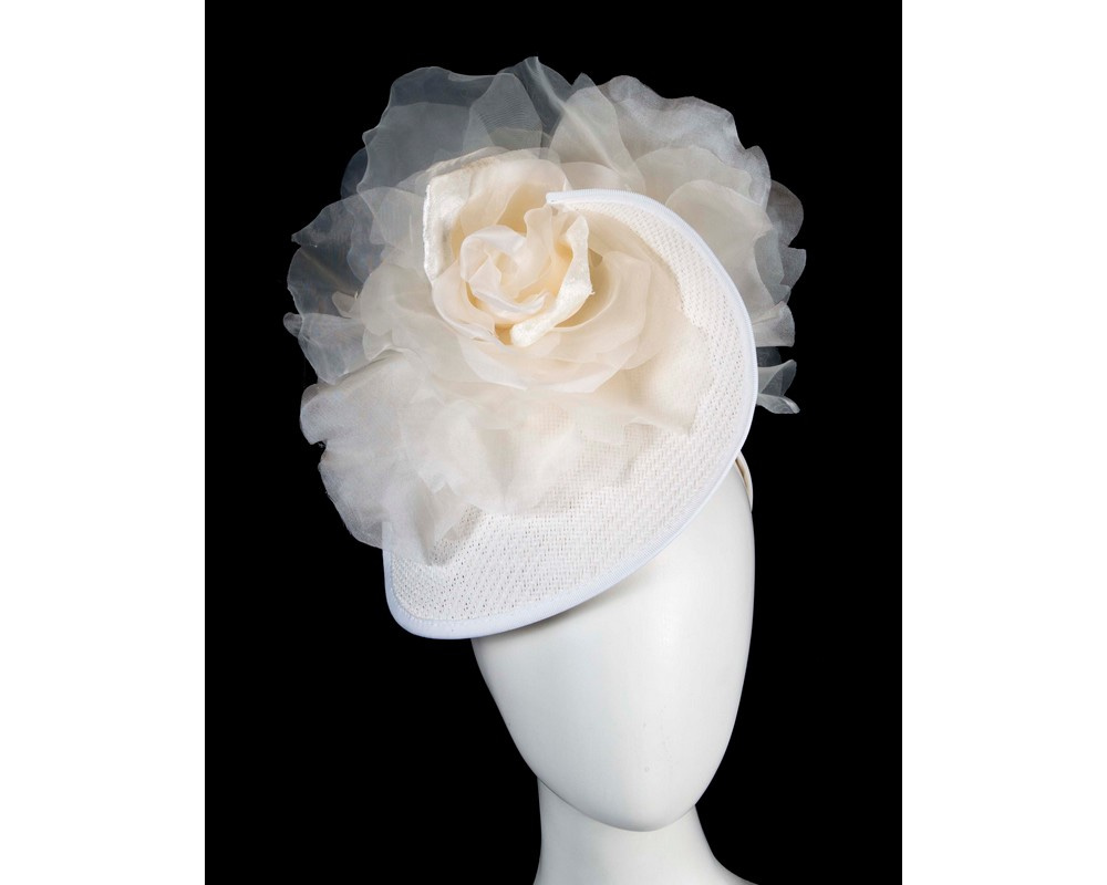 White fascinator with large flower by Fillies Collection