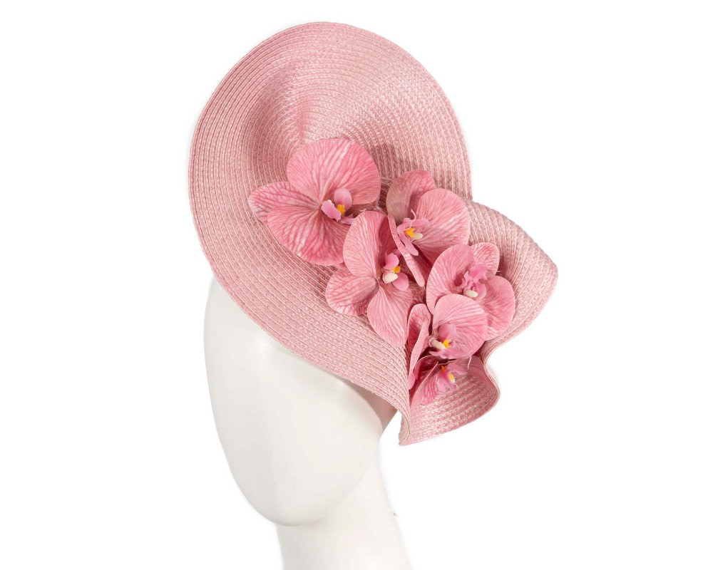 Large dusty pink fascinator with orchid flowers by Fillies Collection