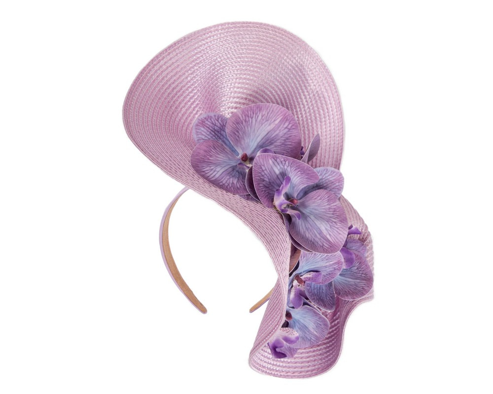 Large lilac fascinator with orchid flowers by Fillies Collection - Fascinators.com.au Large lilac fascinator with orchid flowers by Fillies Collection - Image 2