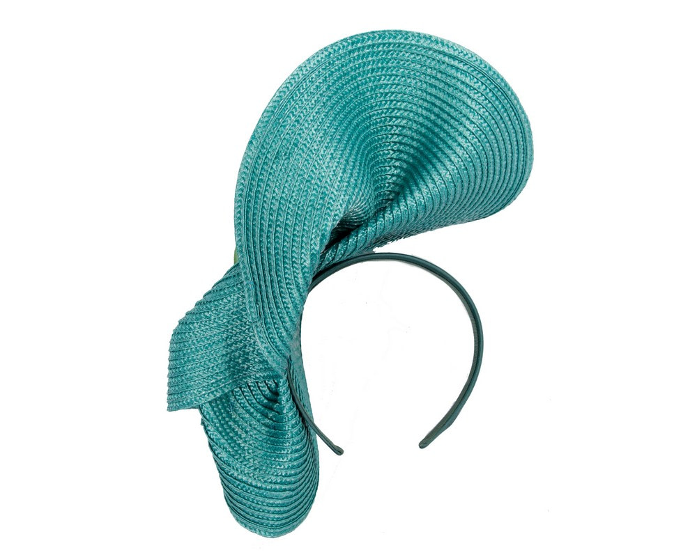 Large teal fascinator with orchid flowers by Fillies Collection - Image 4