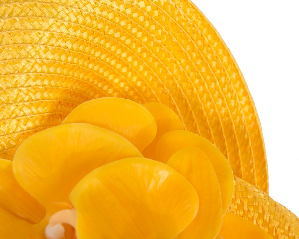 Large yellow fascinator with orchid flowers by Fillies Collection - Image 3