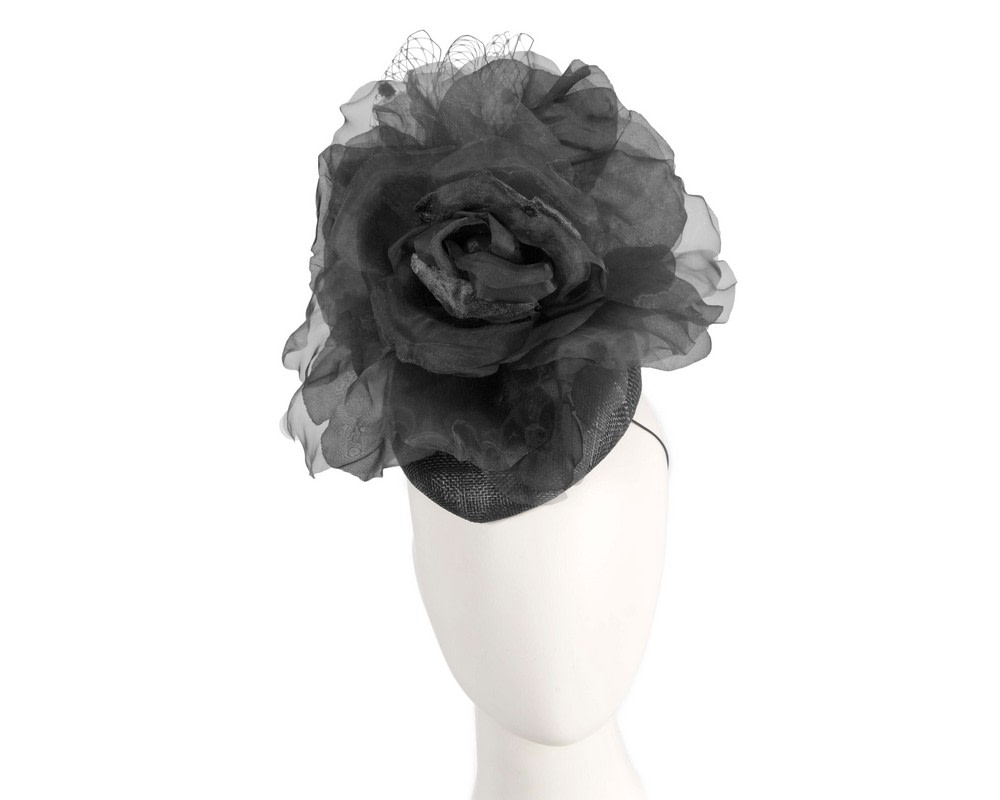 Bold black flower fascinator by Fillies Collection