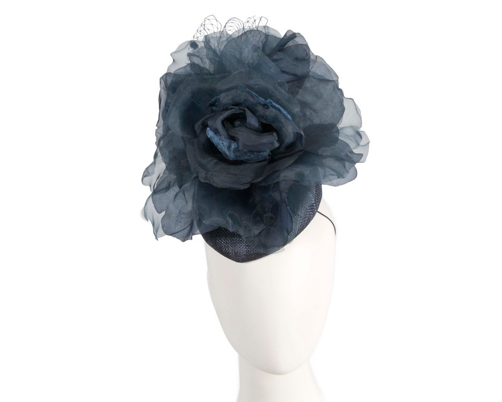 Navy black flower fascinator by Fillies Collection