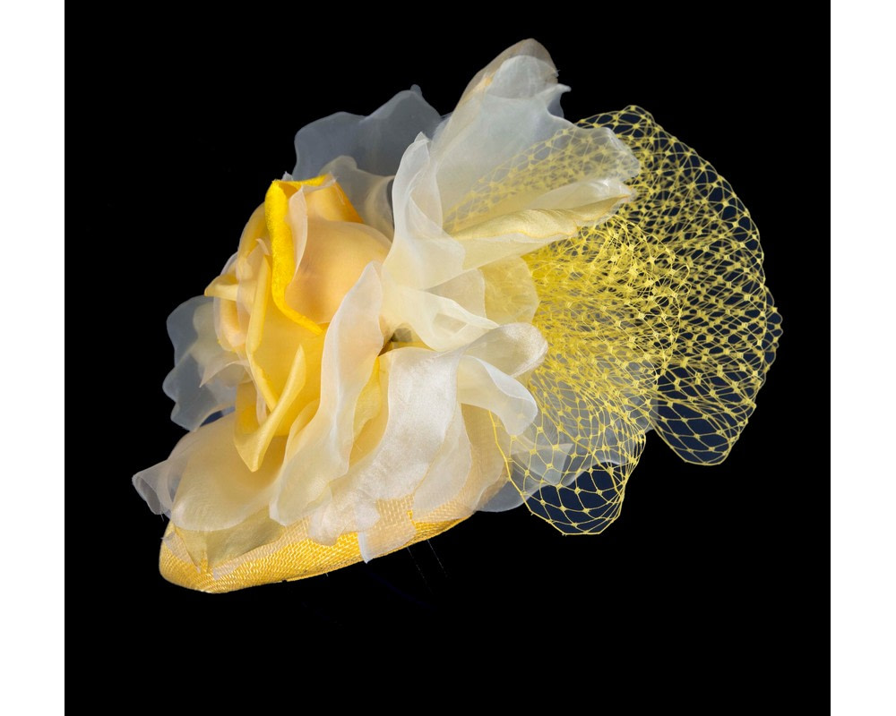 Bold yellow flower fascinator by Fillies Collection - Image 3