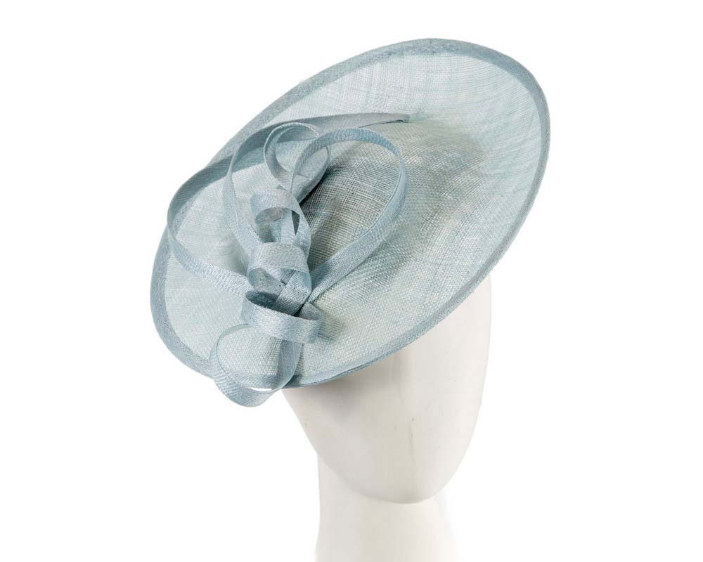Wide light blue plate sinamay fascinator by Max Alexander