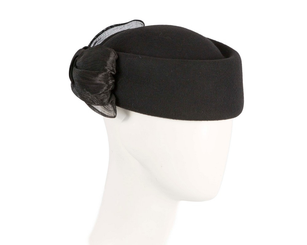 Black Jackie Onassis felt beret by Fillies Collection