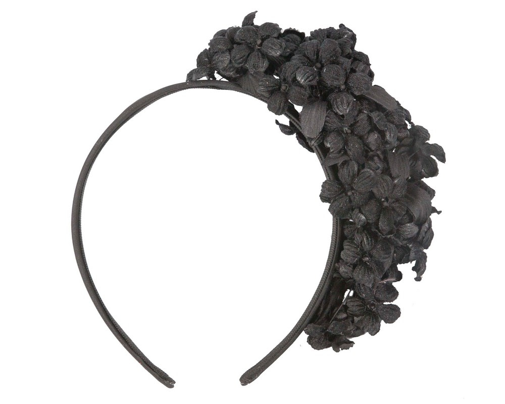 Max Alexander black flower fascinator headband - Fascinators.com.au Max Alexander black flower fascinator headband - Image 4
