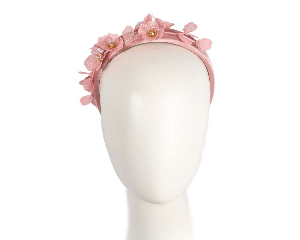 Pink floral fascinator headband