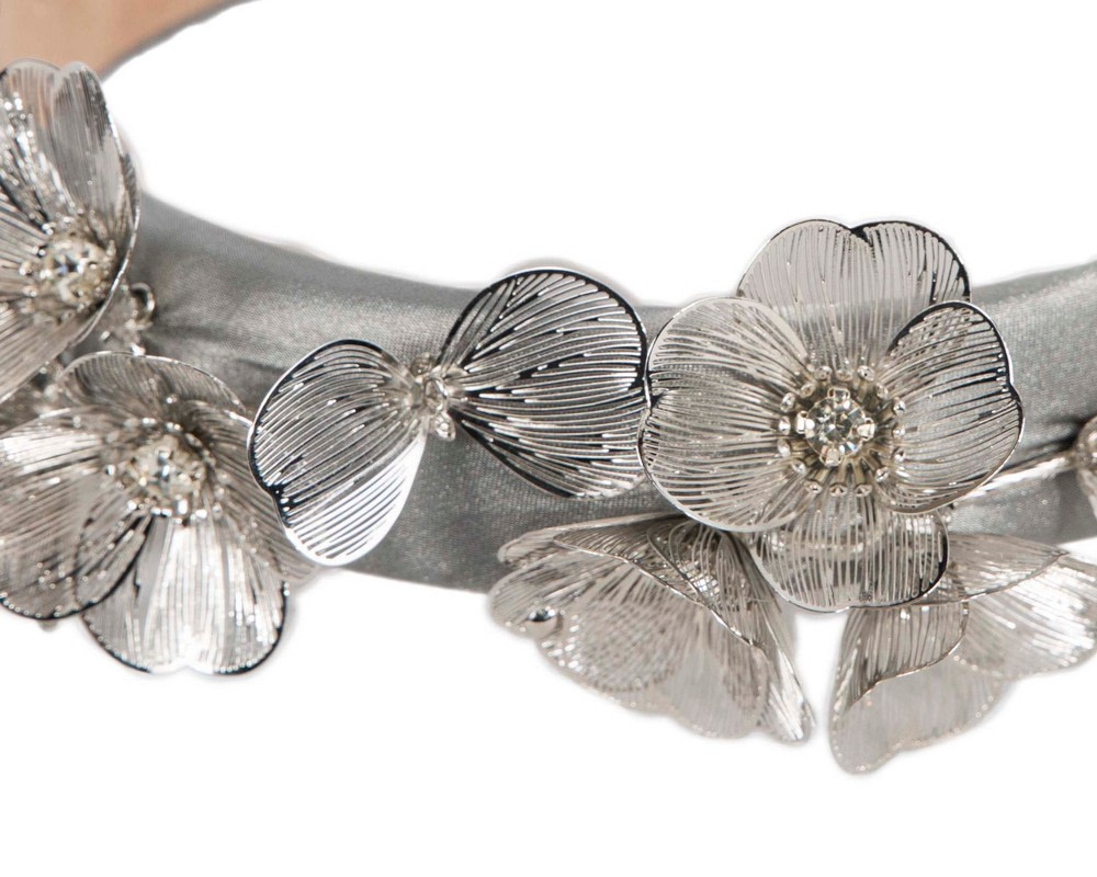 Silver floral fascinator headband - Image 3