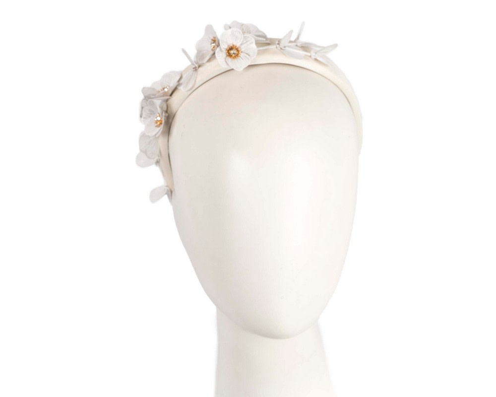 White floral fascinator headband