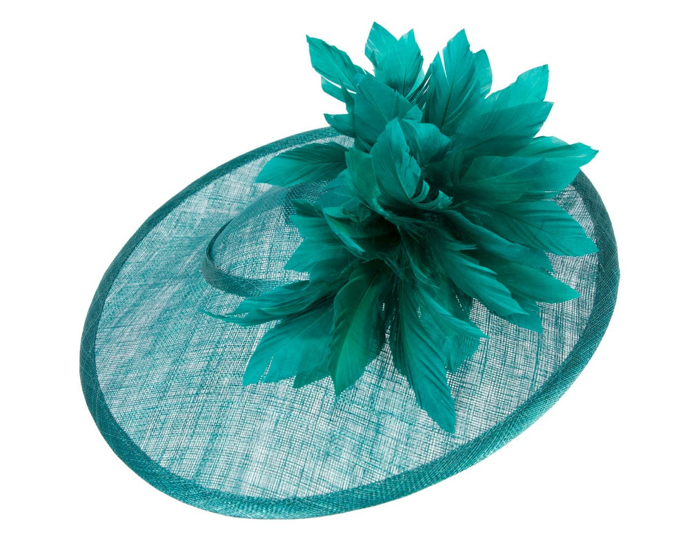 Large teal green sinamay hat by Max Alexander - Image 4