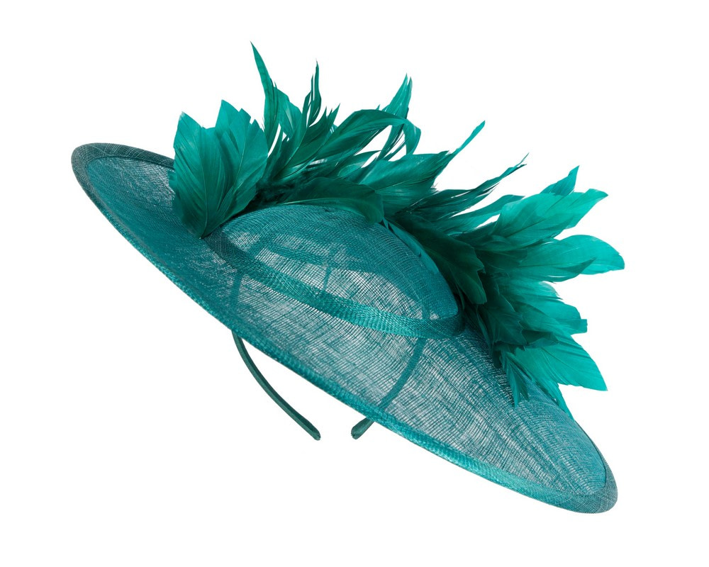 Large teal green sinamay hat by Max Alexander - Image 2