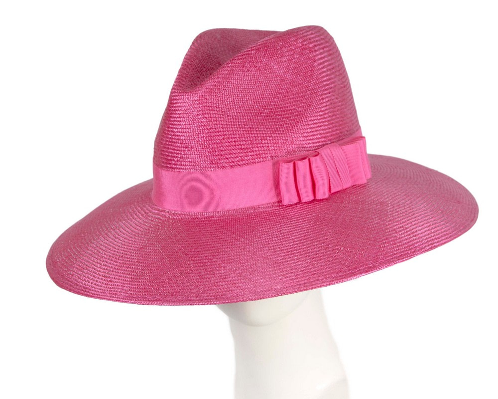 Fuchsia wide brim ladies fedora hat by Max Alexander
