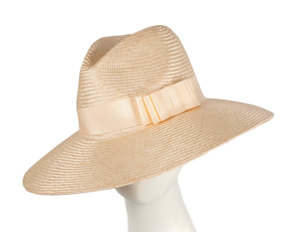 Natural wide brim ladies fedora hat by Max Alexander