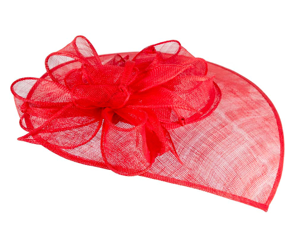 Large red sinamay fascinator hat - Image 6