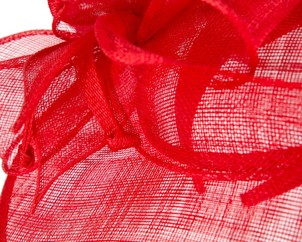 Large red sinamay fascinator hat - Image 5