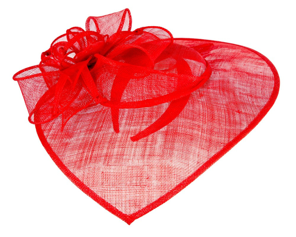 Large red sinamay fascinator hat - Image 3