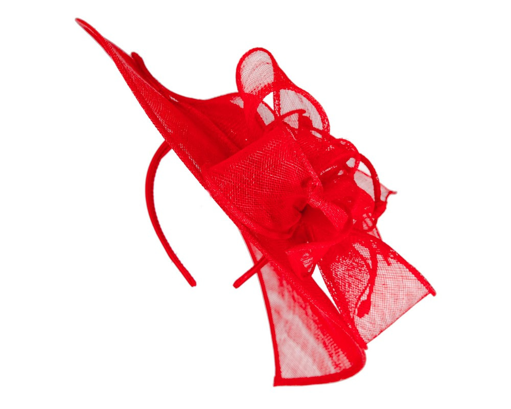 Large red sinamay fascinator hat - Image 4