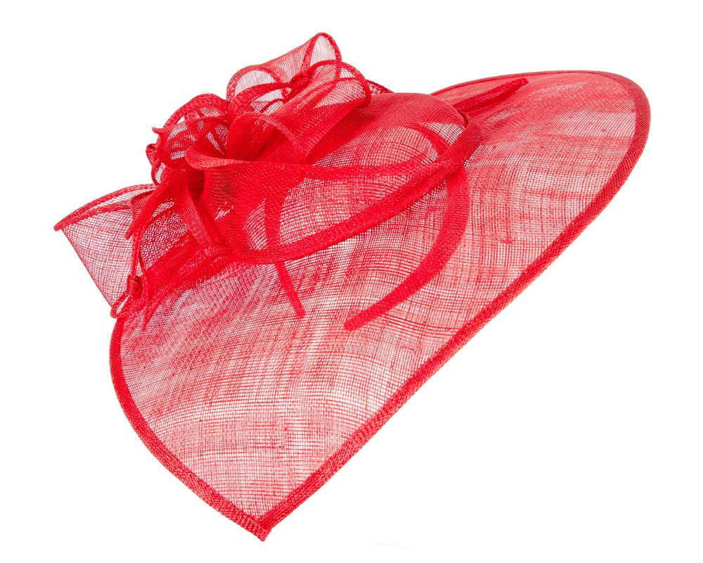 Large red sinamay fascinator hat - Image 2