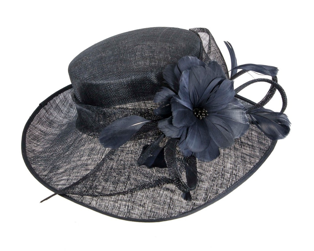 Wide brim navy fashion hat by Max Alexander - Image 4