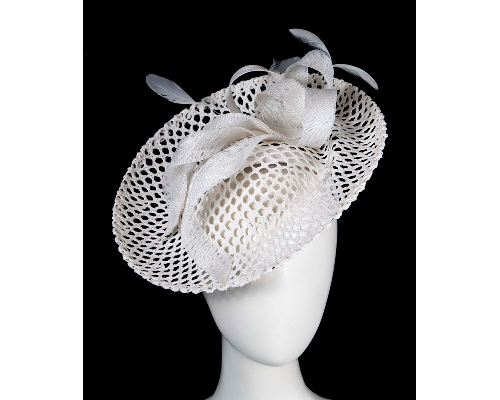 Max Alexander white mesh racing fascinator hat