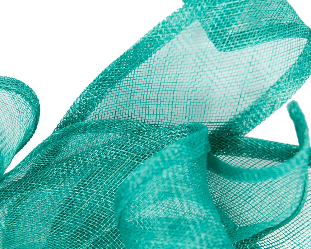 Max Alexander Teal Green Sinamay Fascinator - Fascinators.com.au Max Alexander Teal Green Sinamay Fascinator - Image 3