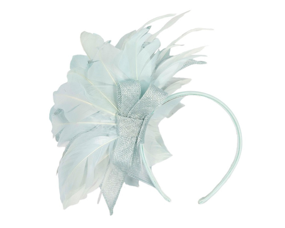 Max Alexander Light Blue Feather Fascinator - Fascinators.com.au Max Alexander Light Blue Feather Fascinator - Image 4