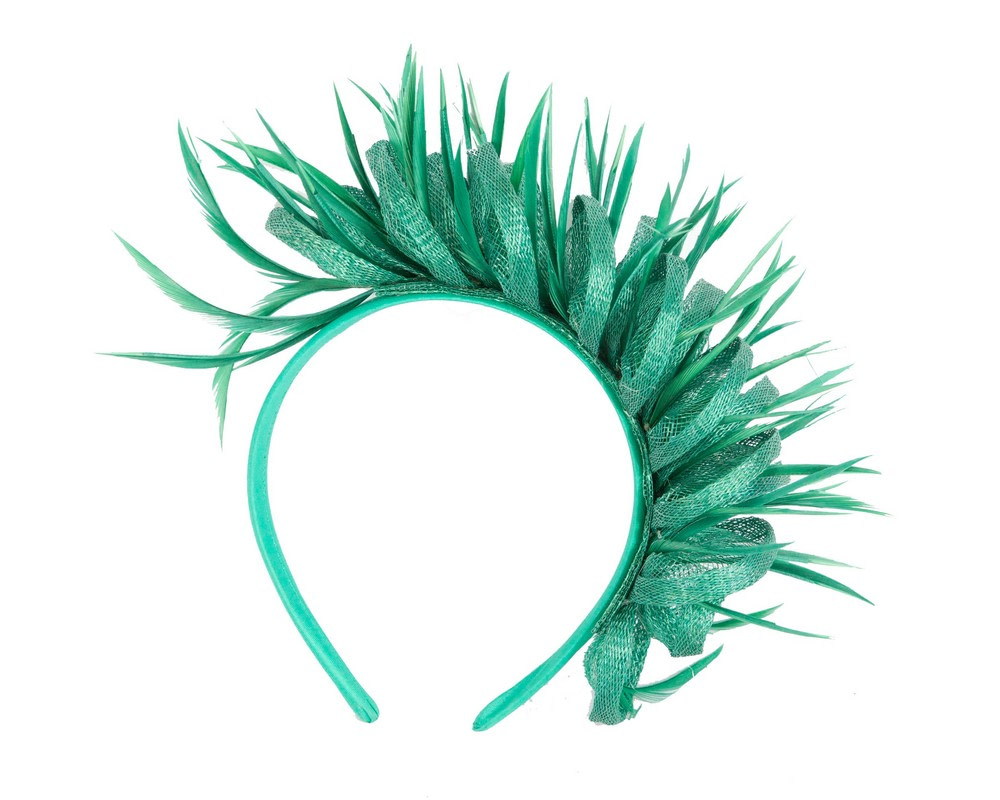 Max Alexander Green Feathered Fascinator - Fascinators.com.au Max Alexander Green Feathered Fascinator - Image 2