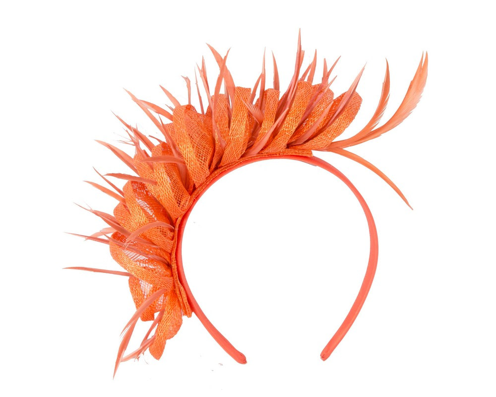Max Alexander Orange Feathered Fascinator - Image 4