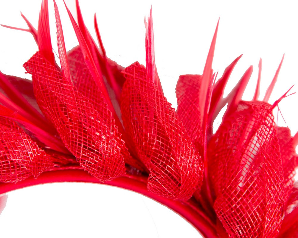 Max Alexander Red Feathered Fascinator - Fascinators.com.au Max Alexander Red Feathered Fascinator - Image 3