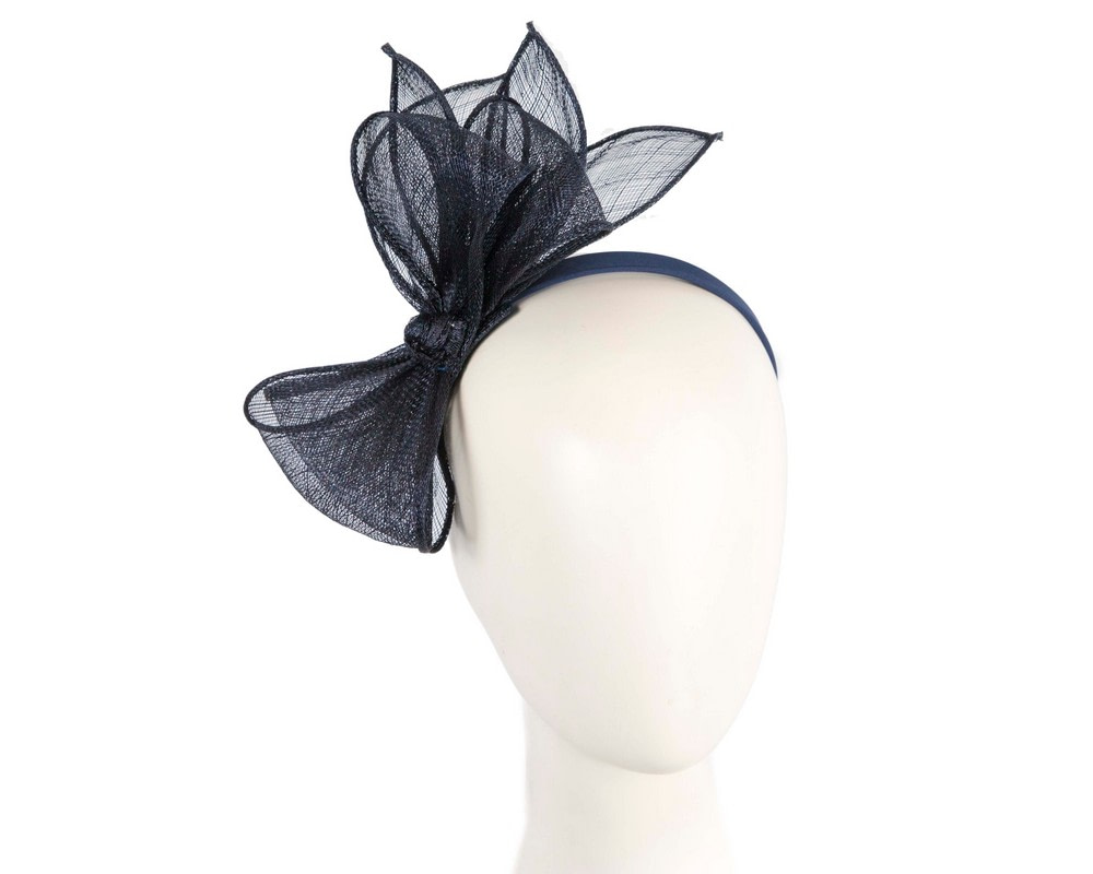 Elegant Navy Sinamay Bow Headband by Max Alexander