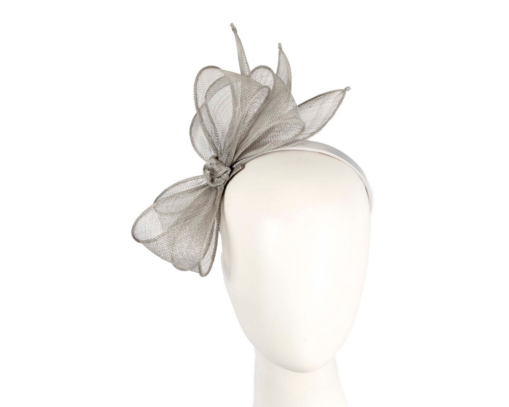 Elegant Silver Sinamay Bow Headband by Max Alexander